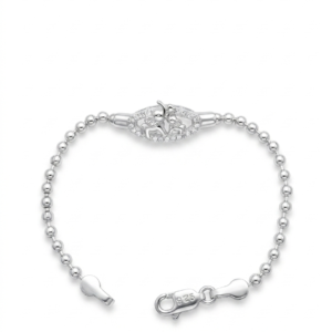 Silver Sparkling Crystal Elephant Kids' Ball Chain Bracelet