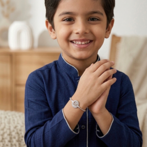 Alternative view of Silver Radiant Crystal Om Kids' Ball Chain Bracelet