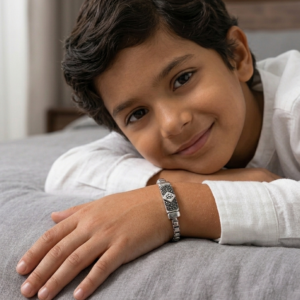 Alternative view of Silver Om Charm Kids' Box Chain Bracelet