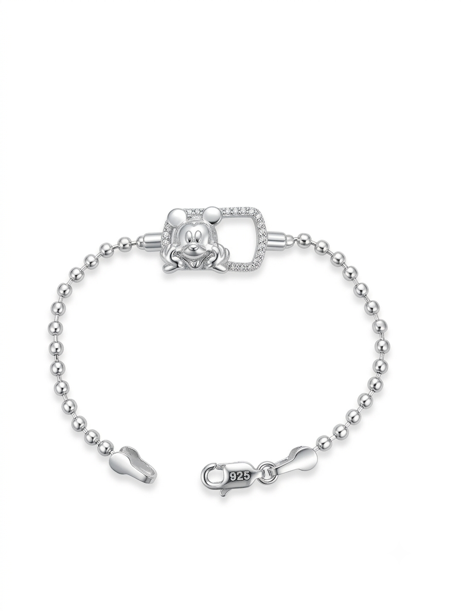 Silver Ball Chain Kids' Mickey Mouse Charm Bracelet