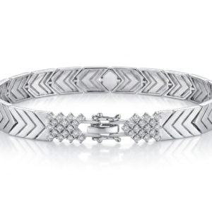 Alternative view of Silver The Apex Chevron Link Cz Bracelet