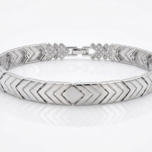 Silver The Apex Chevron Link Cz Bracelet