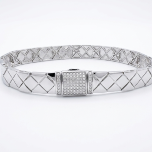 Silver Matrix Quilted Statement Bracelet