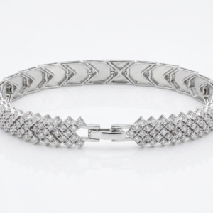 Alternative view of Silver Apex Dual-Faced Geometric Link Statement Bracelet