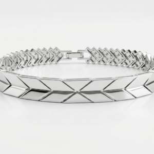 Silver Apex Dual-Faced Geometric Link Statement Bracelet