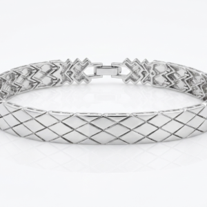 Alternative view of Silver Quilted Geometric Link Bracelet with Pavé Accents