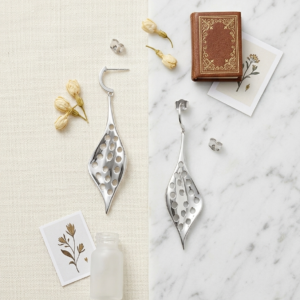 Silver Luna Sculptural Openwork Drop Earrings - Image 2