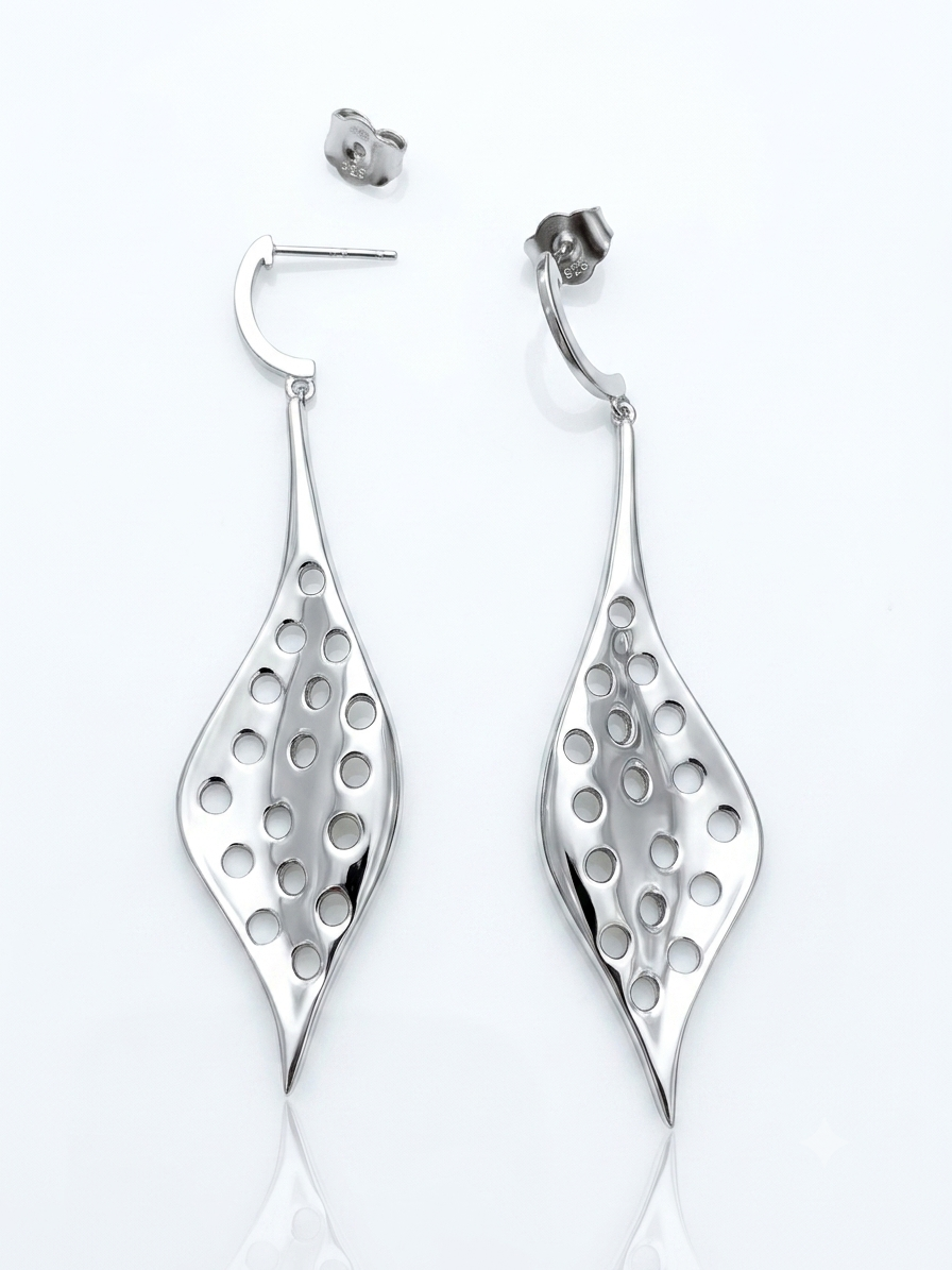 Silver Luna Sculptural Openwork Drop Earrings