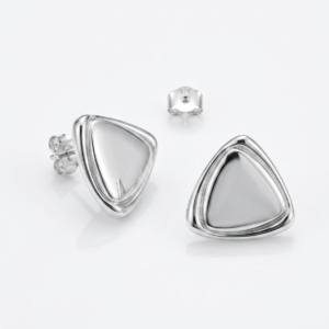 Silver Trillion Curve Sculptural Stud Earrings