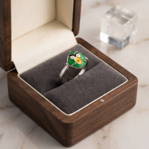 Silveria green angry bird ring