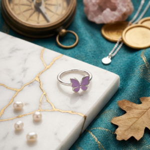 Silveria purple butterfly ring