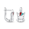 Silver Kid’s White Unicorn Enamel Earring