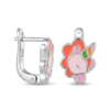 Silver Kid’s Pink-Orange Unicorn Enamel Earring