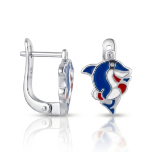 Silver Kid’s Dolphin Enamel Earring
