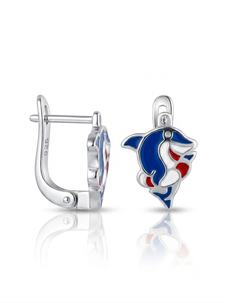 Silver Kid’s Dolphin Enamel Earring