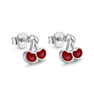 Silver Kid’s cherry Enamel Earring