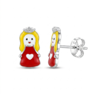 Silver Kid’s Doll Enamel Earring