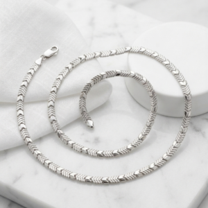 Silver Chevron Arrow Link Chain Necklace