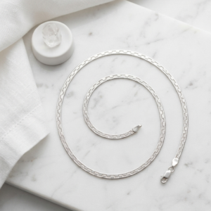 Silver Greek Key Flat Link Chain Necklace