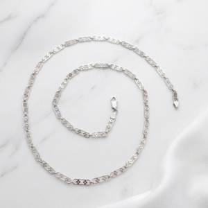 Silver Openwork Oval Link Chain Necklace