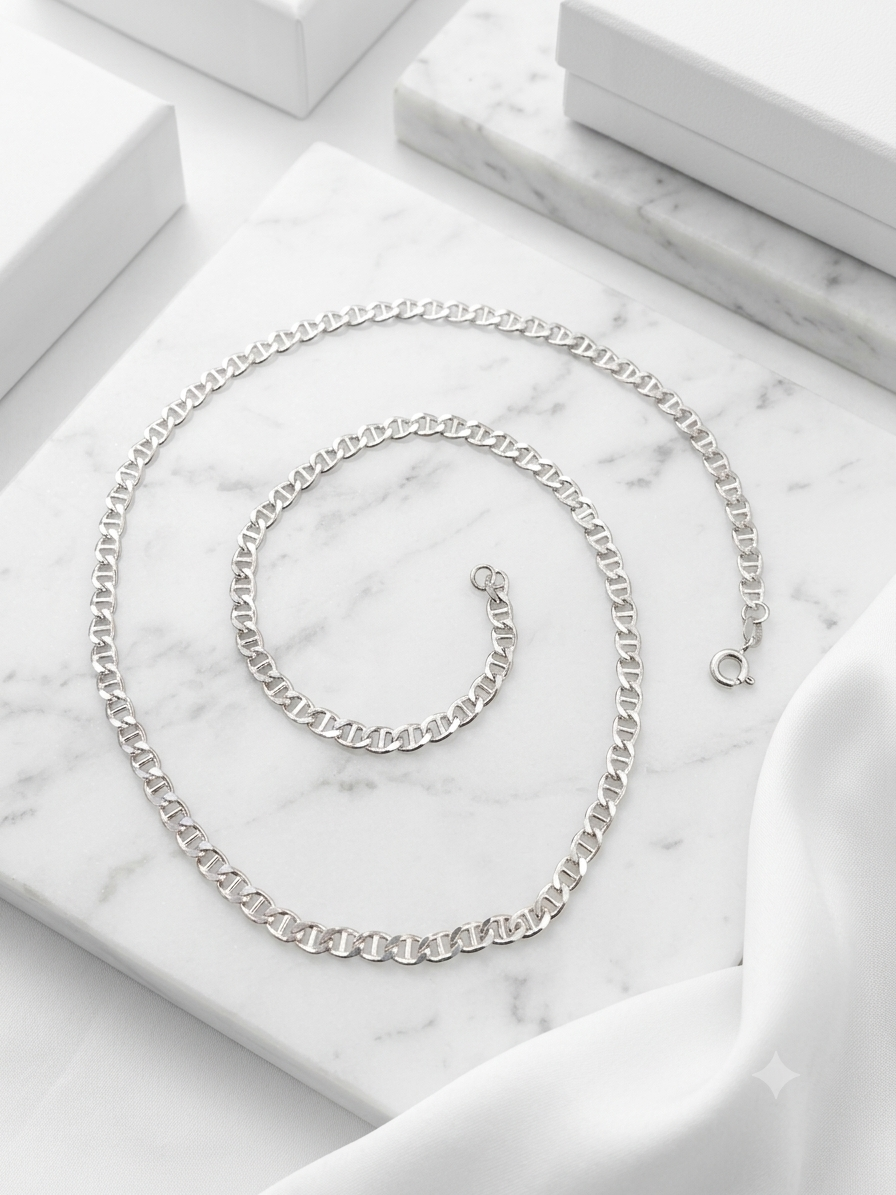 Silver Classic Flat Mariner Anchor Link Chain