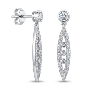 Silver Bezel Solitaire & Marquise CZ Drop Earrings