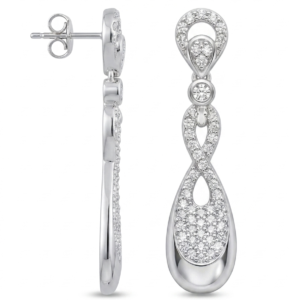 Silver Infinity Teardrop CZ Drop Earrings