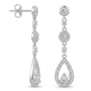 Silver Bezel & Halo Teardrop CZ Drop Earrings