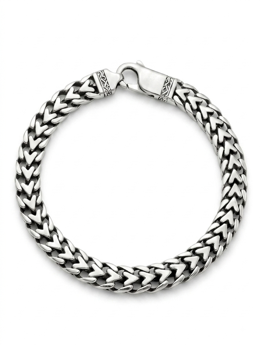 Silver Franco Wheat Link Bracelet