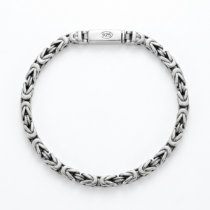 Silver Byzantine Rope Chain Link Bracelet