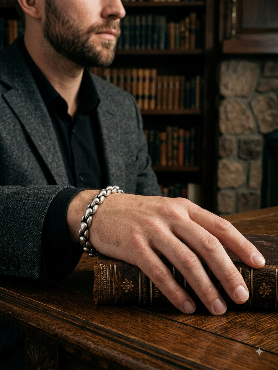 Silver Teardrop Link Bracelet - Image 2