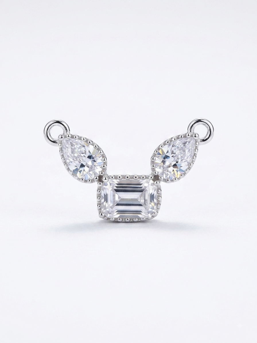 Silver Pear-Cut CZ Mangalsutra Pendant