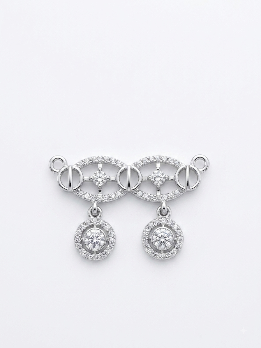Silver Modern Double Vati Mangalsutra Pendant
