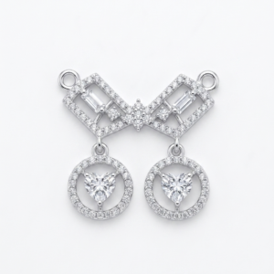 Silver Modern Bow & Heart CZ Mangalsutra Pendant
