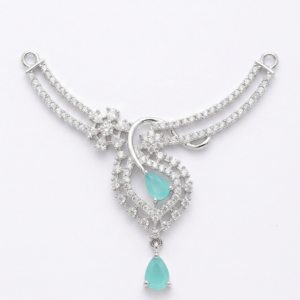 Silver Mint Green Teardrop CZ Mangalsutra Pendant
