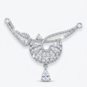 Silver Pavé Filigree Chandbali Mangalsutra Pendant