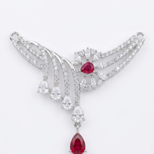 Silver Ruby Red Teardrop CZ Mangalsutra Pendant