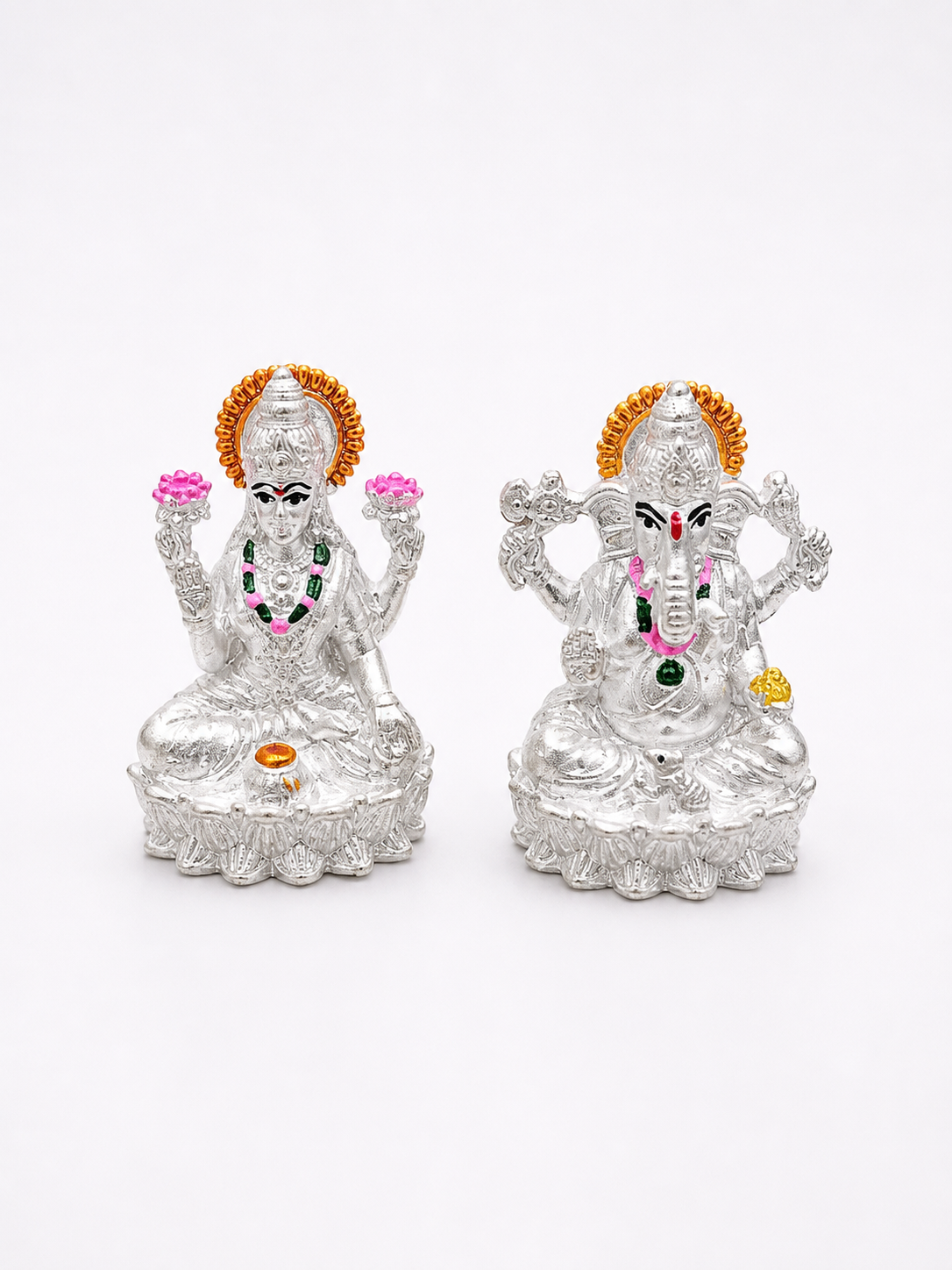 Pure Silver Lakshmi Ganesha Idols for Puja | Silveria