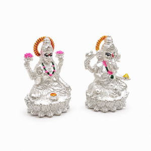 Alternative view of Pure Silver Lakshmi Ganesha Idols for Puja | Silveria