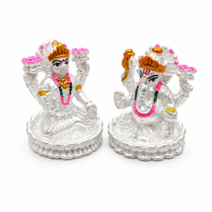 Alternative view of Premium 999 Silver Laxmi Ganesh Idols - Vibrant Enamel Accents | Silveria