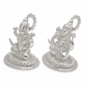 Alternative view of Silver Laxmi Ganesh Medium Idols for Diwali | Silveria
