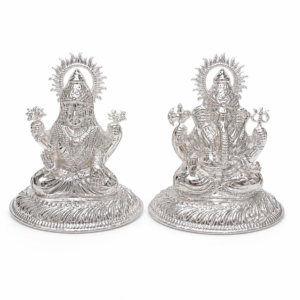 Silver Laxmi Ganesh Medium Idols for Diwali | Silveria