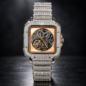 Premium 925 Pure Silver Iced-Out Skeleton Watch for Men