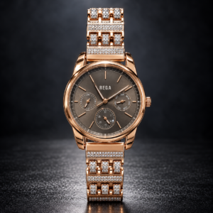 Premium 925 Pure Silver Rose Gold Finish "REGA" Multi-Function Watch