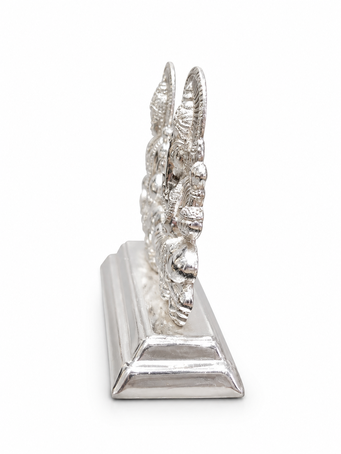 Premium 925 Pure Silver Lakshmi Ganesha Idol Set on Polished Stand - Image 2