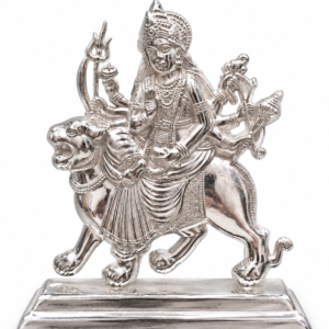 Premium 925 Pure Silver Goddess Durga (Sherawali Mata) Idol on Polished Base