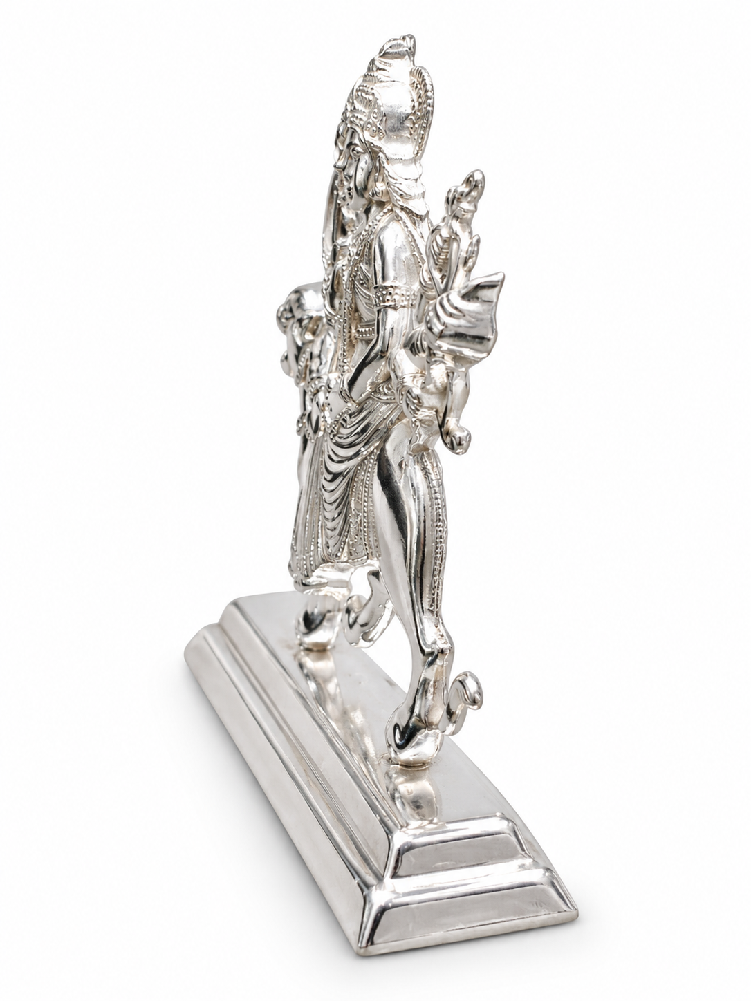 Premium 925 Pure Silver Goddess Durga (Sherawali Mata) Idol on Polished Base - Image 2