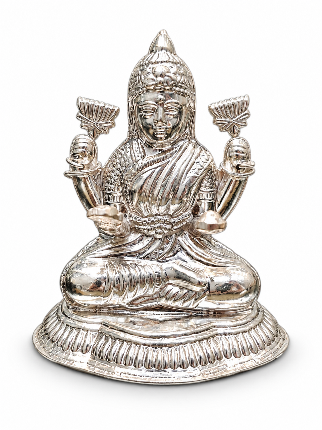 Premium 925 Pure Silver Seated Goddess Lakshmi Idol