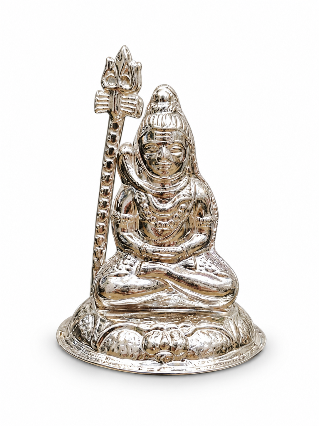 Premium 925 Pure Silver Meditating Lord Shiva Idol with Trishul