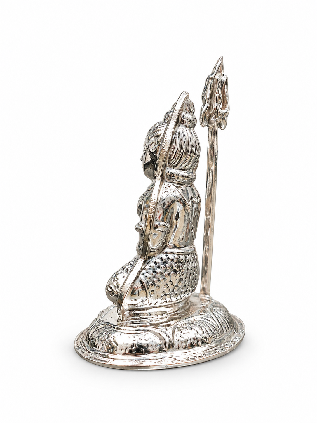Premium 925 Pure Silver Meditating Lord Shiva Idol with Trishul - Image 2